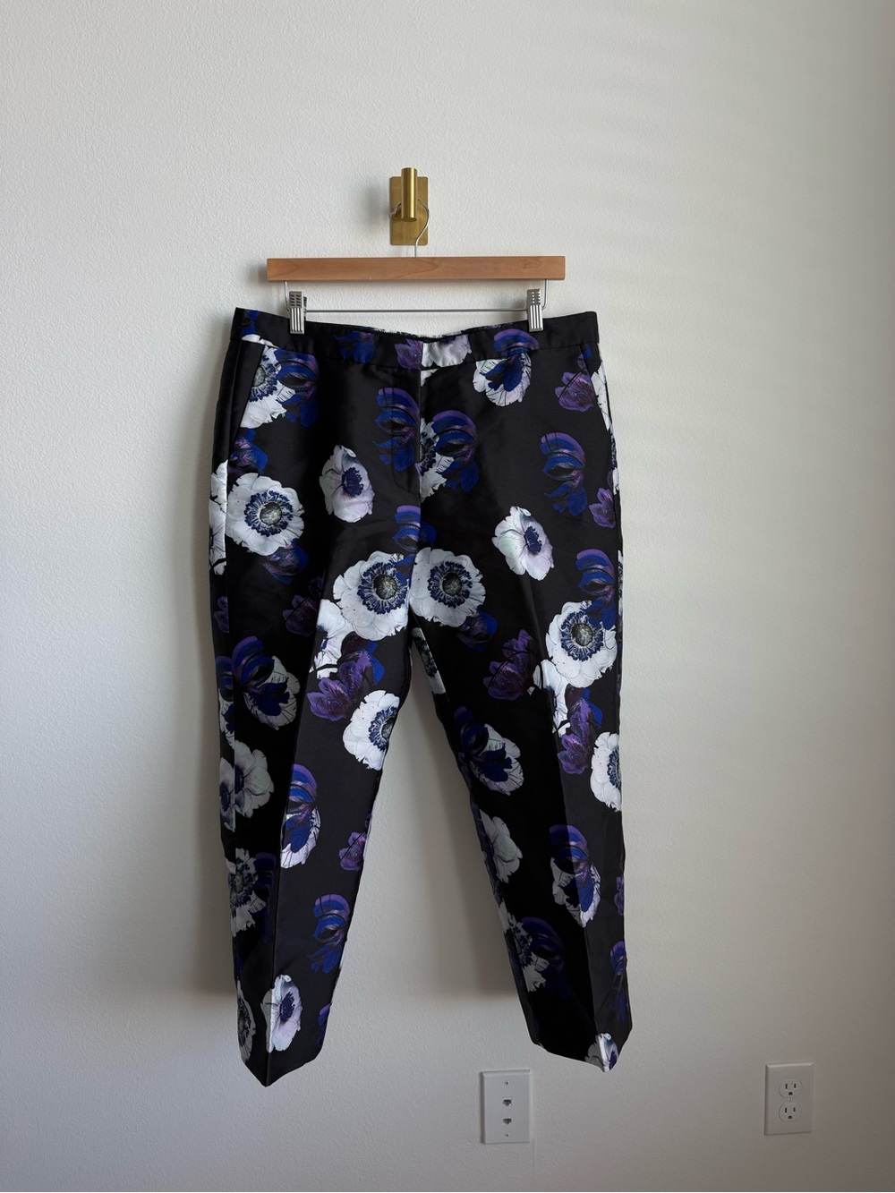 J.Crew Patio Pant Poppy Floral Cropped Pleated Trousers Women's Size 14 Lined - Picture 4 of 10